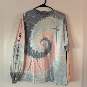 Simply Southern Spiral Tie-Dye Long Sleeve Shirt - Blue, Pink, Gray